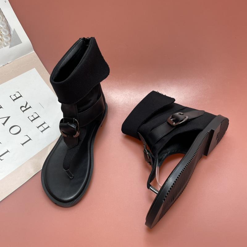 Vintage Roman Shoes Women's Flat Bottom 2025 Summer New Blue Denim Buckle Toe Soft Sole Versatile Sandals Women's Shoes