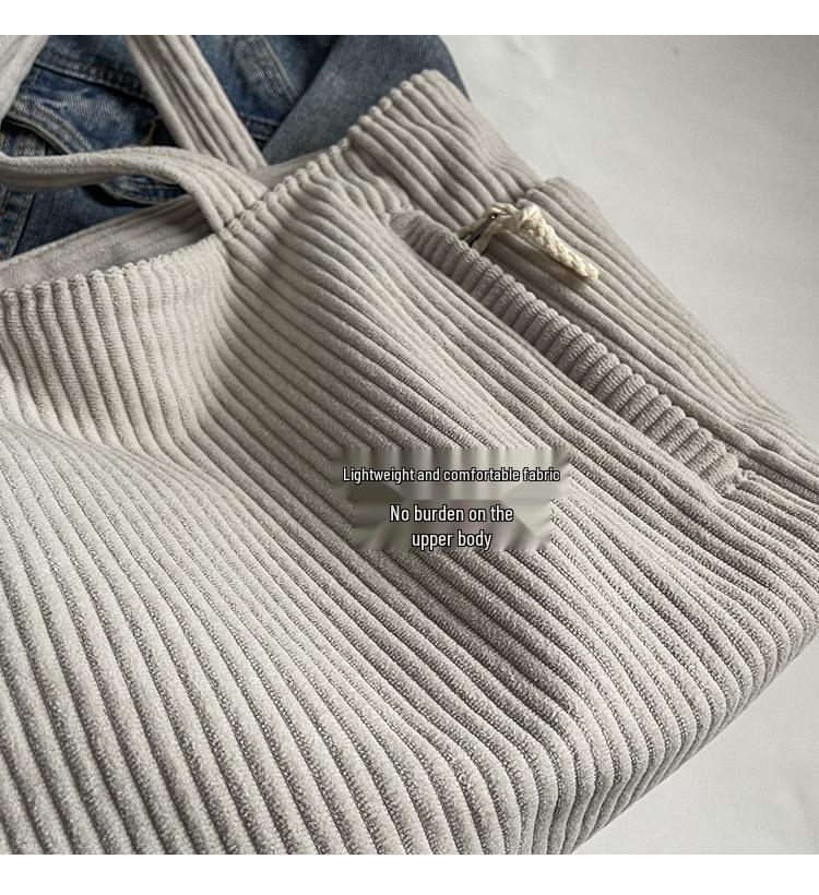 Korean Style Large Corduroy Tote Bag - Versatile Casual Student & Commute Shoulder Bag