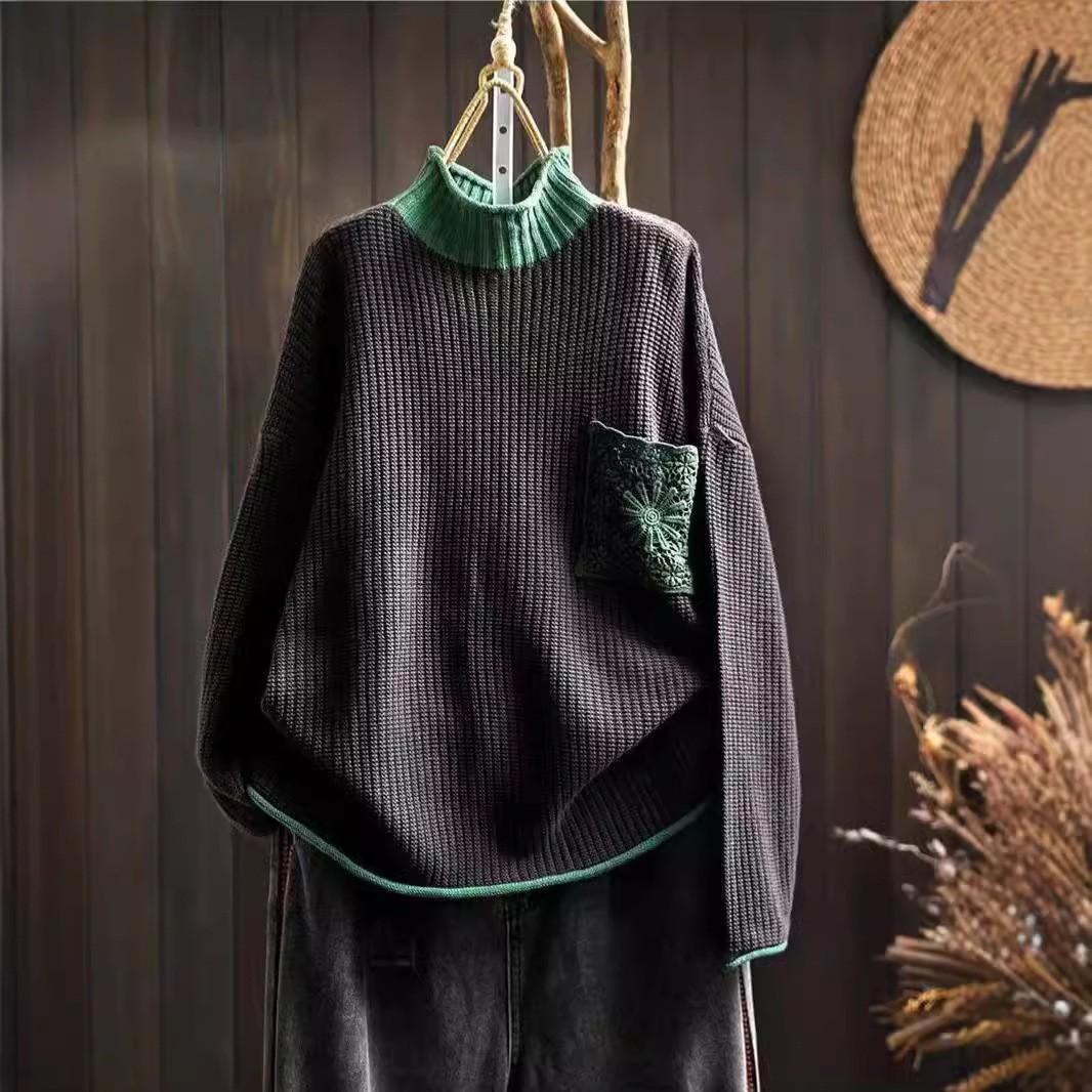 

Весна Осень Ретро Женские Свитера Пуловеры Топы Женский Трикотажный Полоска Базовый Свитер XXL серый