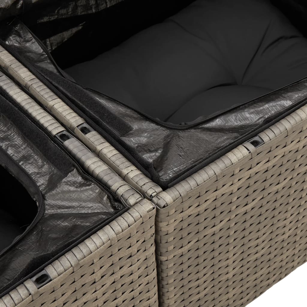 Vidaxl Sofa Ogrodowa Z Poduszkami, 2-Osobowa, Szara, Polirattan