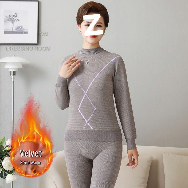 Women's Warm Fleece Set for Mid-Aged and Elderly: Cozy Winter Underwear for Mothers and Grandmothers