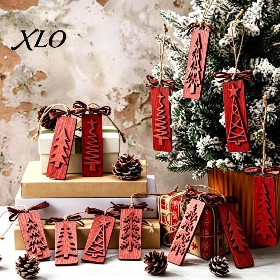 Rustic Holiday Hanging Decorations Wooden Christmas Tree Ornaments, Winter Farmhouse Decoration, Themed Home Xmas Pendant for Wreath Party Decor