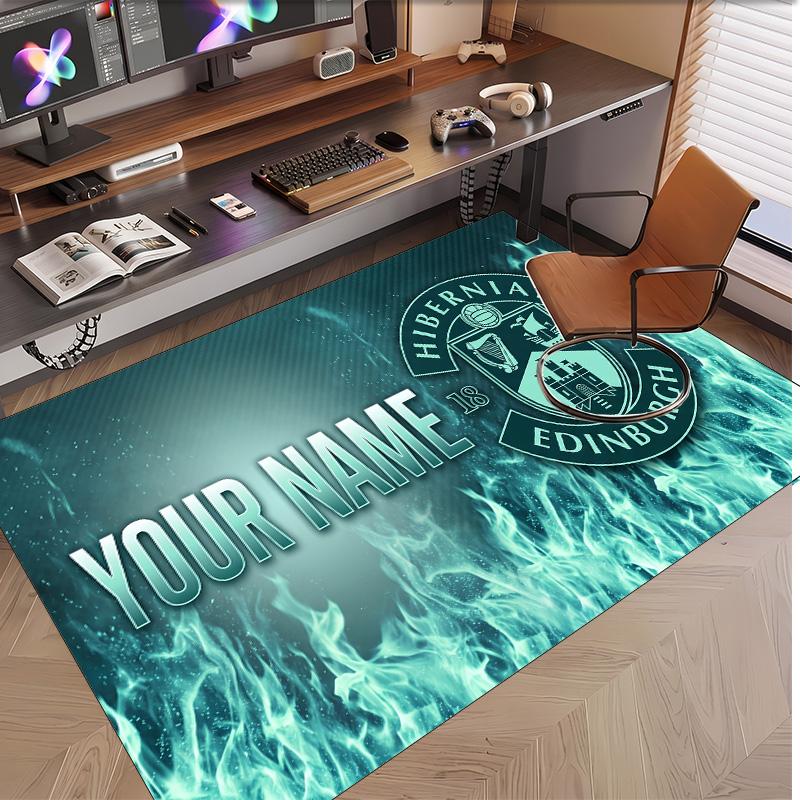 Personalized Crystal Velvet Carpet Hibernian FC Pattern Non Slip Floor Rug