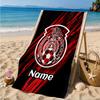 Custom Name Beach Towel Mexico Football Crest Microfiber Beach Towel, Lightweight for Summer Travel, Swimming Pool Fan Birthday Gift