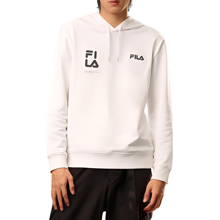Fila Simple Letter Logo Casual Knit Hoodie Men Hoodies Standard-White F11M249203F-WT
