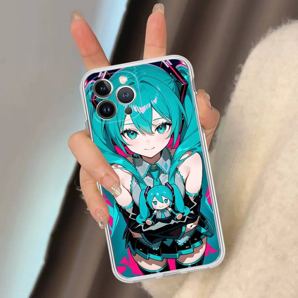 Hatsun M-MikuES Anime Für IPhone 11 12 13 14 15 16 17 Pro Max Plus 13 Mini Silikon Weich Transparent Rückseite