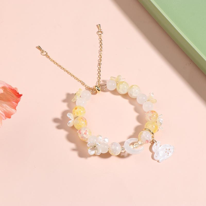 Mini Colorful Flower Necklace Bracelet Charm Beaded Jewelry For Women Spring Gifts