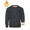 Men's Fleece Lined Crew Neck Heathered Blue Warm Knit Pullover Winter Top