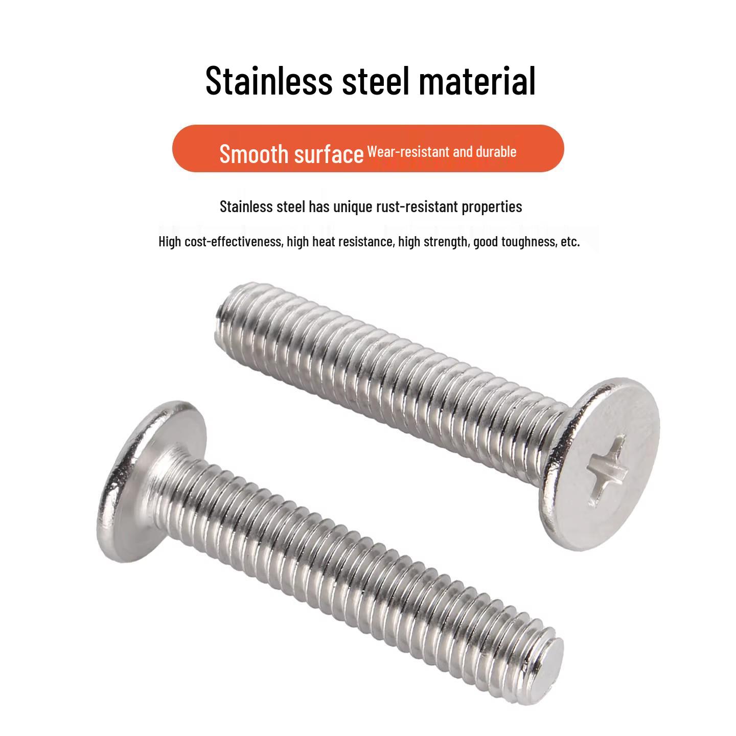 

304 Stainless Steel Phillips Flat Head Screw M5 M6 M8mm - Large & Thin Head Computer Machine Screw M5x12x9.5 (20 pcs)