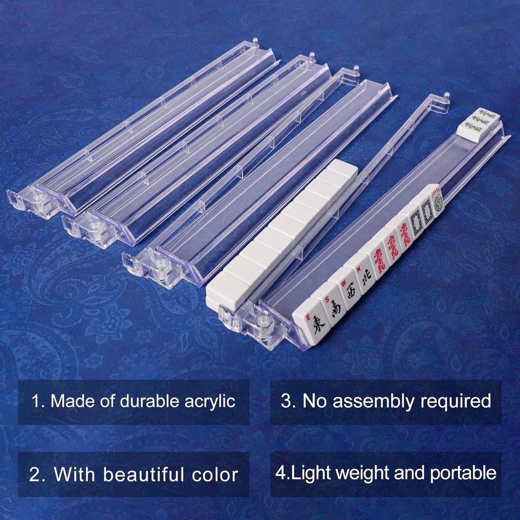 Porte-Tuiles & Pousseurs Mah Jongg Tout-en-Un Combinaison Porte-Tuiles et Pousseurs Mahjong en Acrylique Transparent Porte-Tuiles Mahjong Américain Moderne