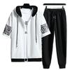 Trendy Men's Summer Sweatshirt Set: Loose Fit, Hooded, Casual Sportswear for Teens & Couples