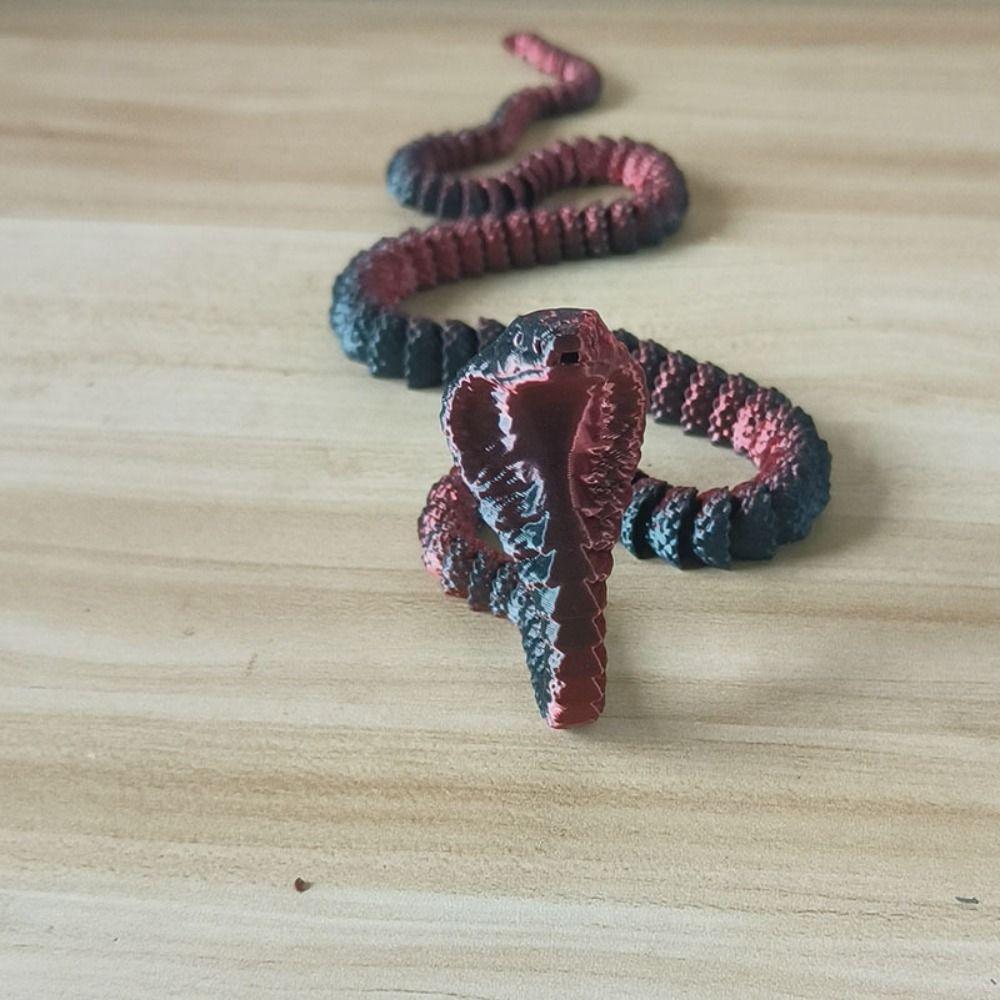 Realistic Cobra Ornament 30/45/60cm Animal Simulation Model 3D Printed Snake Desktop Ornament