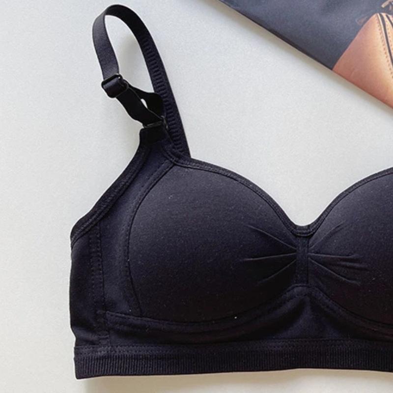 Beige Wireless Cotton Bra with Adjustable Straps Comfortable Everyday Lingerie