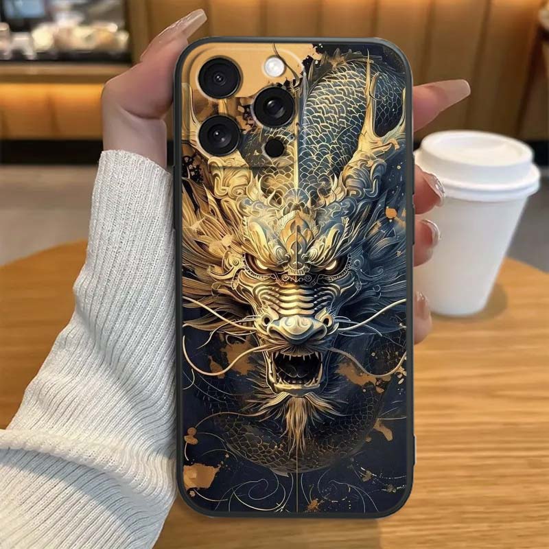 Anime Dragon Design For Apple iPhone 17 16 16E 15 14 13 12 11 Pro Max Plus Black Soft Silicone Phone Case
