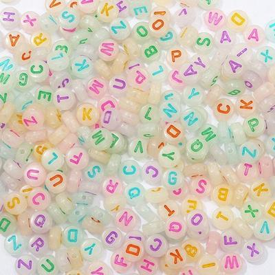100/300/500 Letter Bead Luminous Acrylic Letter Bead Round 4X7mm Letter Bead Jewelry Discovery DIY Bracelet Necklace Craftsmanship Effect