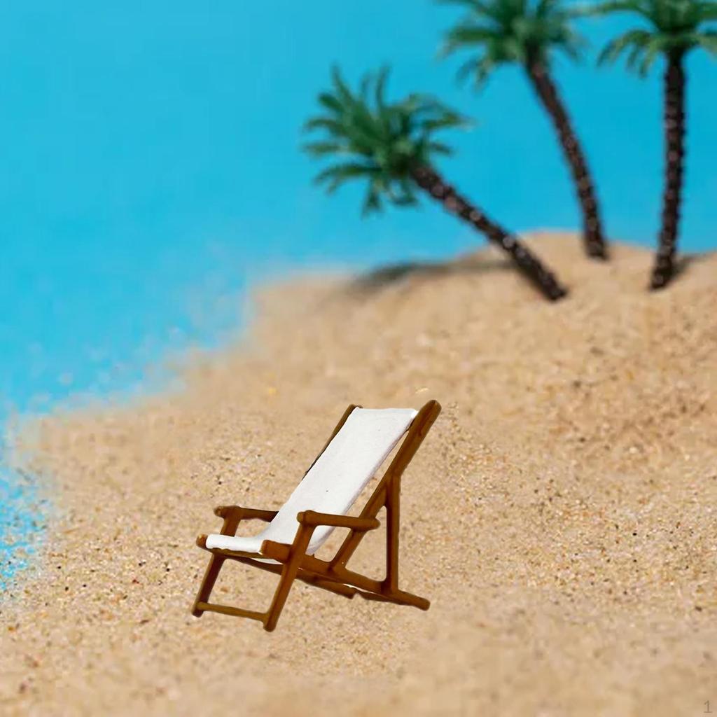 1/64 Diorama Figure Miniature Beach Surfing Scene Handpainted Lounge Chair Model for Fariy Garden