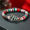 European and American Christmas soft pottery bracelet, new Christmas alloy accessories red, green and white soft pottery elastic rope bracelet