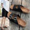 New Cork Flip-flops Male Couple Retro Two Buckle Men Women Unisex Slides Slippers Casual Beach Sandals
