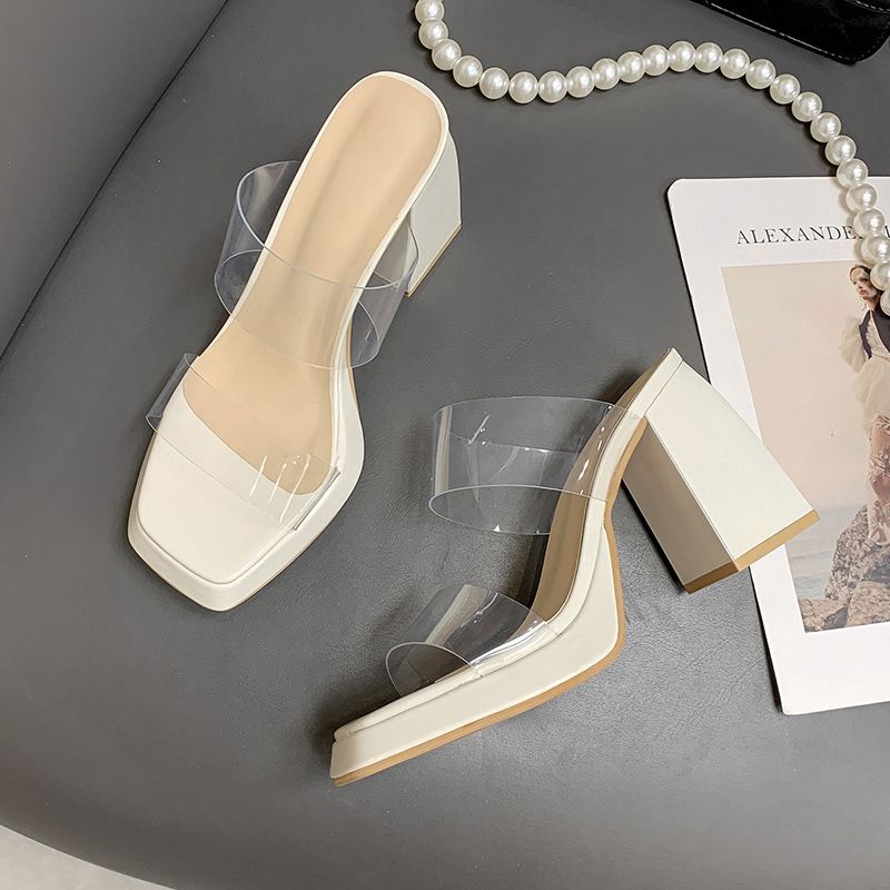 

Женские сандалии новая летняя обувь водонепроницаемая платформа на высоком каблуке с прозрачным толстым каблуком крутые шлепанцы 40