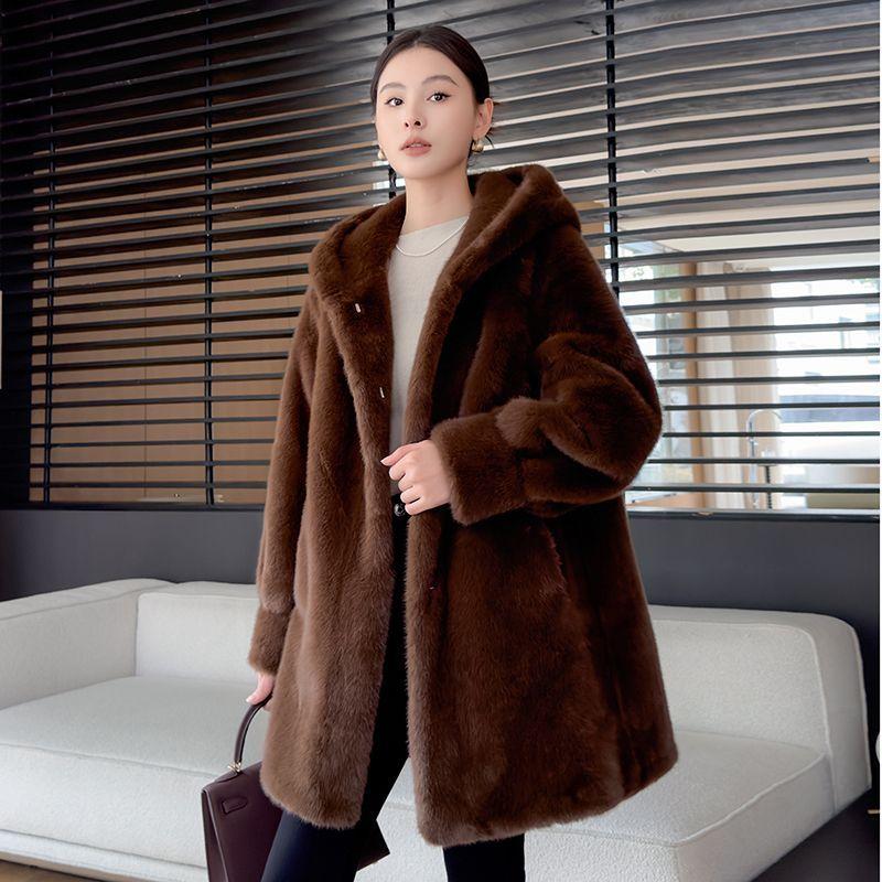 Abrigo Chaqueta Invierno con Capucha de Lujo para Mujer Abrigo Cálido Moda Exterior