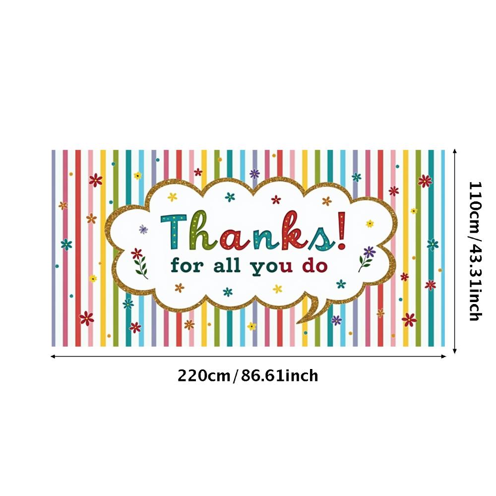 Thank You Banner Bold Font Appreciation Banner Flower Accents Thankful Banner for Employee Recognition Appreciation Party