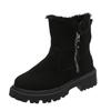 Schuhe im neuen Stil: Fleece, Verdickt, Warm, Kurze Schneestiefel, Seitlicher Reißverschluss, Runde Zehenpartie, Kurzstiefel in Übergröße