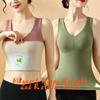 FINETOO Women's Autumn and Winter Fleece-lined Thickened Thermal Vest Solid Color Warm Heat-Generating Underwear Seamless Sleeveless Top