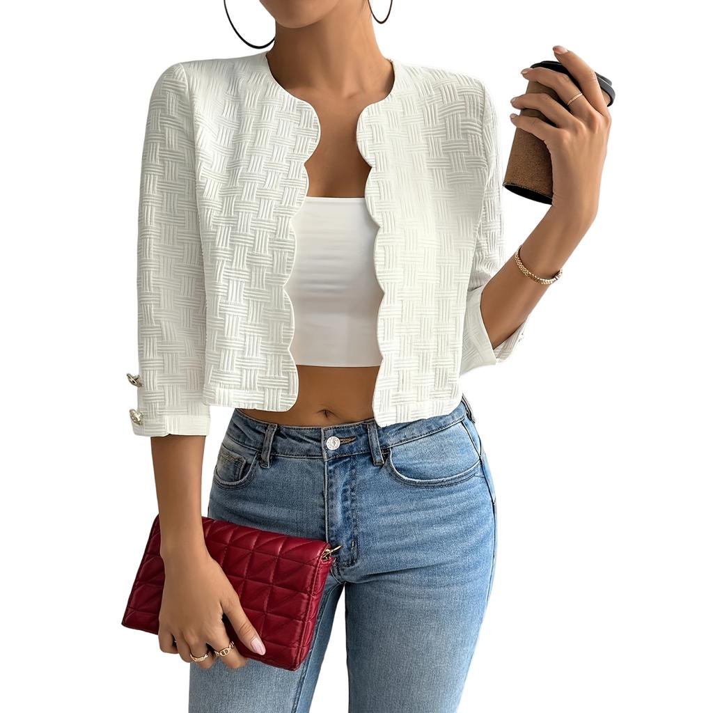 Damen Freizeitmode Retro Farbe Frontöffnung Kurze Jacke Für Frühling Und