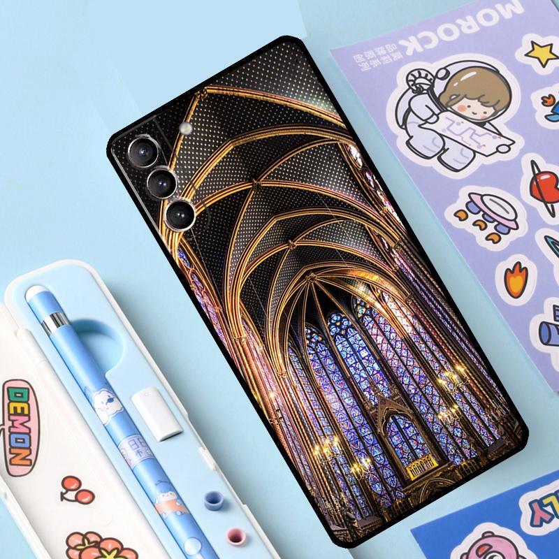 

church Sainte-Chapelle Stained glass Cover For Samsung Galaxy S23 S21 S20 FE S22 Plus Note 20 Ultra Note 10 S8 S9 S10 Plus Case Galaxy S23