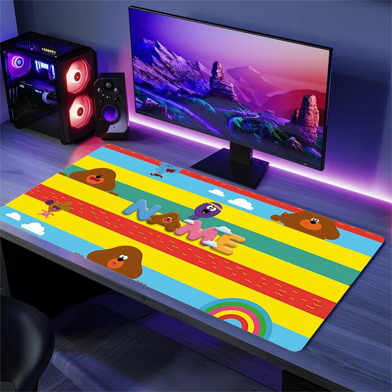 Custom Name,Hey Duggee Mouse Pad, Large Gaming Desk Mat, Non-slip XXL Mousepad for Laptop & Tablet, Mini PC Playmat with Stitched Edges