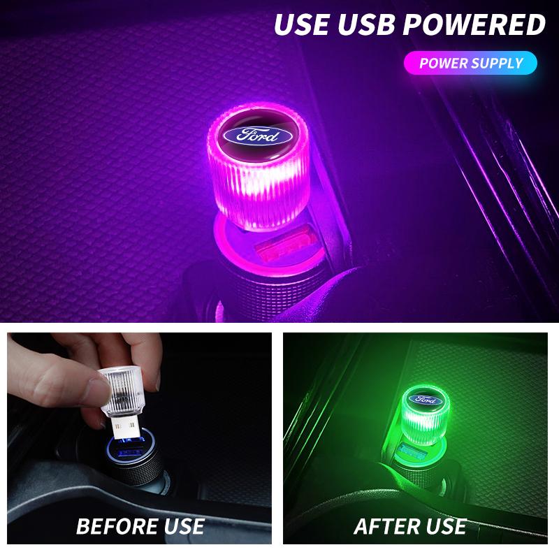 1pcs USB Car Interior LED Car Atmosphere Lighting For Ford Mk2 Mk3 Ranger Mondeo Mk4 S-MAX Kuga Mustang Fusion Car Styling AC8