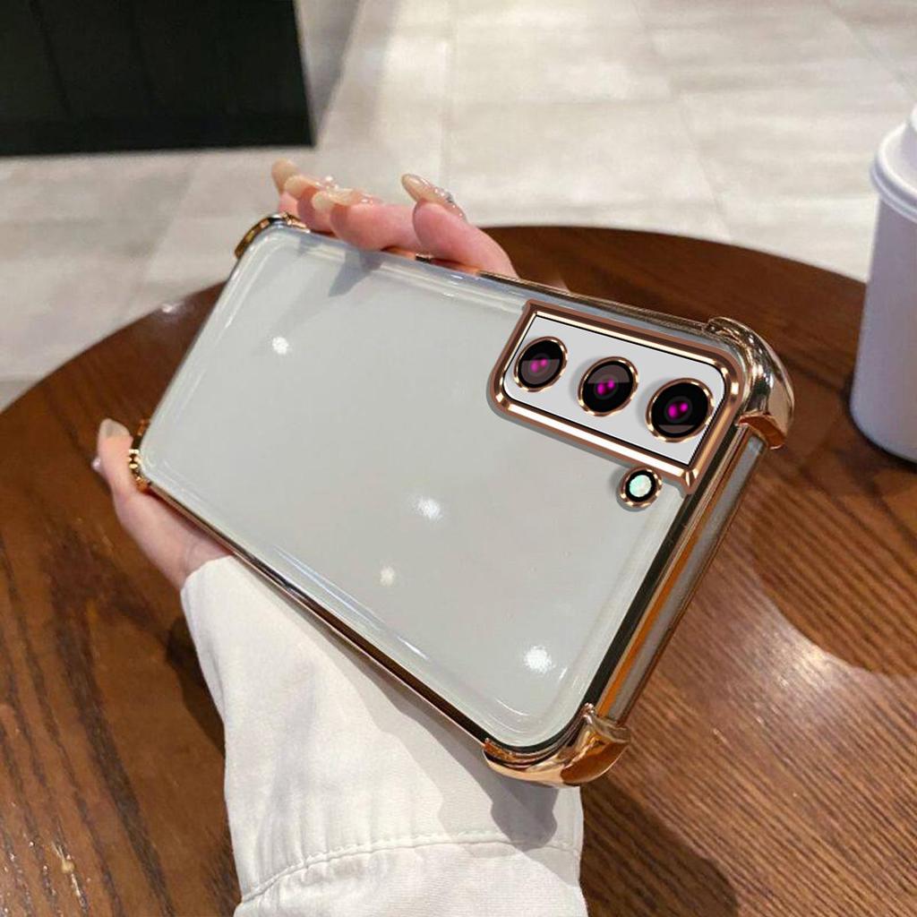 Case for Samsung Galaxy S22+,S22,S21 FE,S21,S21+ Electroplated Color Border Clear Phone Casing Cover