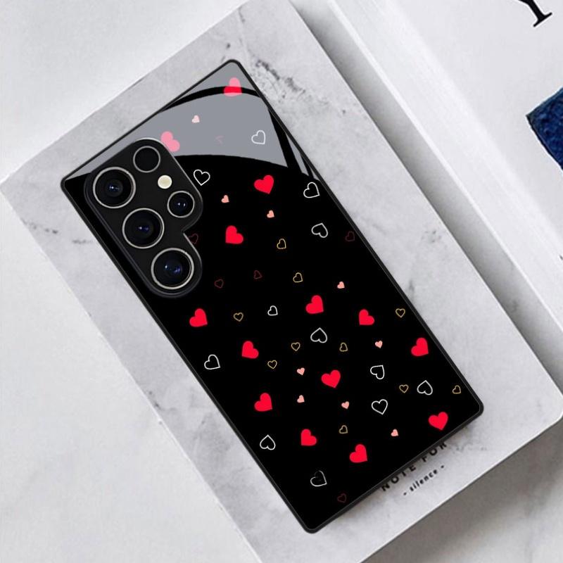 Heart-shaped printed pattern glass phone case for Samsung galaxy S26 S25 S24 S23 S22 S21 S20 FE Ultra Plus5Ganti-fall back cover