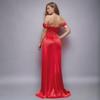 One-Shoulder Solid Color Evening Dress with Slit and Fishtail Skirt