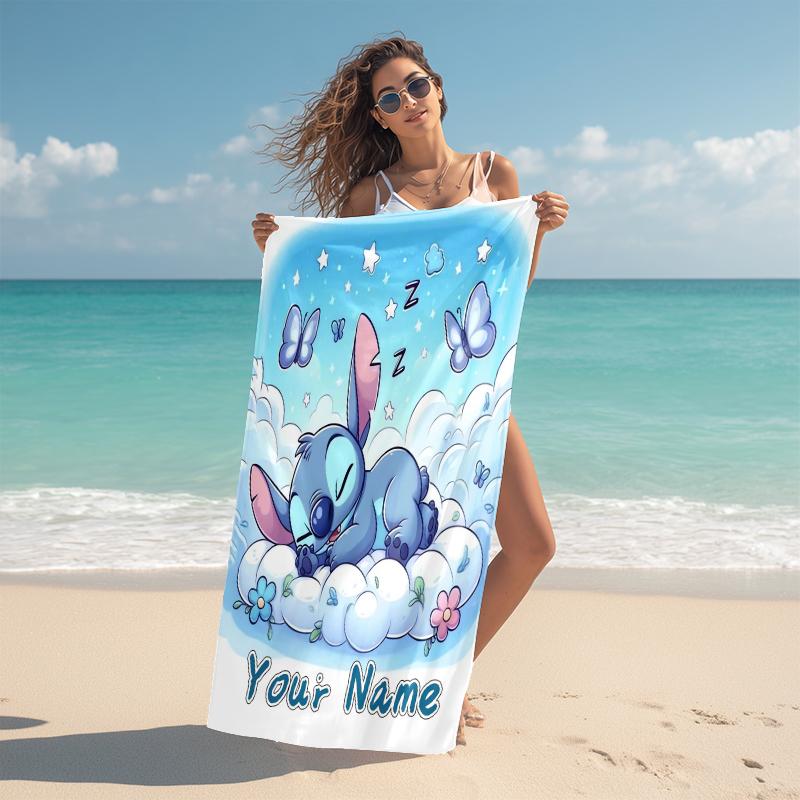 Personalized Lilo Stitch Dreamscape Beach Towel Microfiber Beach Towel Thin Absorbent for Beach Swimming Yoga Bath Sports. 0910305