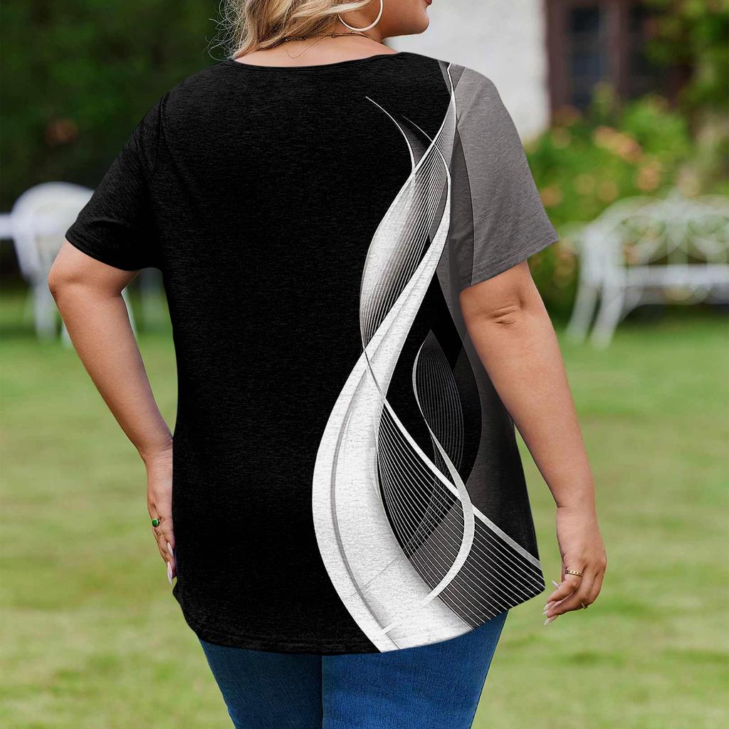 Modische Damen Übergröße Lässige Lockere Kurzarm Elegante V-Ausschnitt Bluse Für die Arbeit