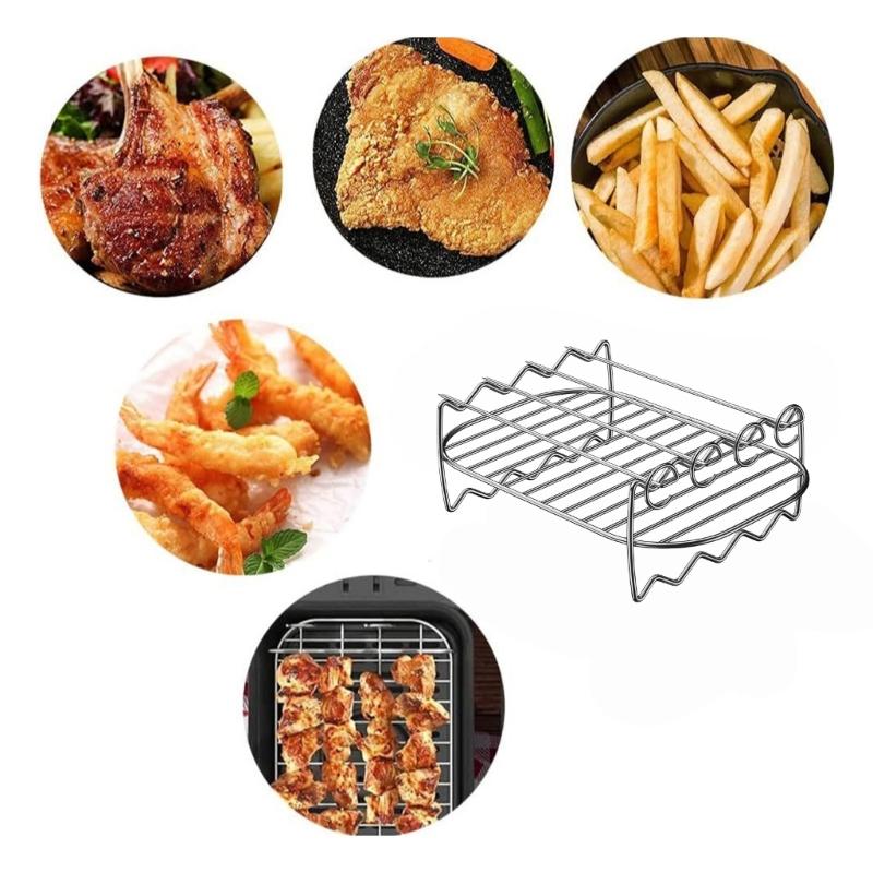 Stainless Steel Skewer Air Fry Rack For Meat Vegetables And Kebabs Portable Air Fryers Accessories for Cooking Roasting