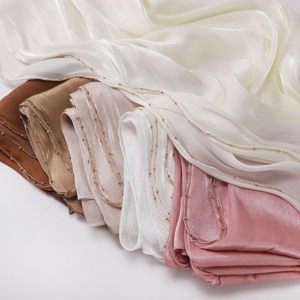 Unilateral golden chain Sunscreen shawl Shining Chiffon Hijab Veil High Qulaity Head Wrap  Outdoor