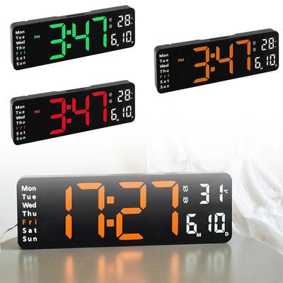 LED Digital Wall Clock Temperature Date Display Alarm Clock Home Decor 13Inch