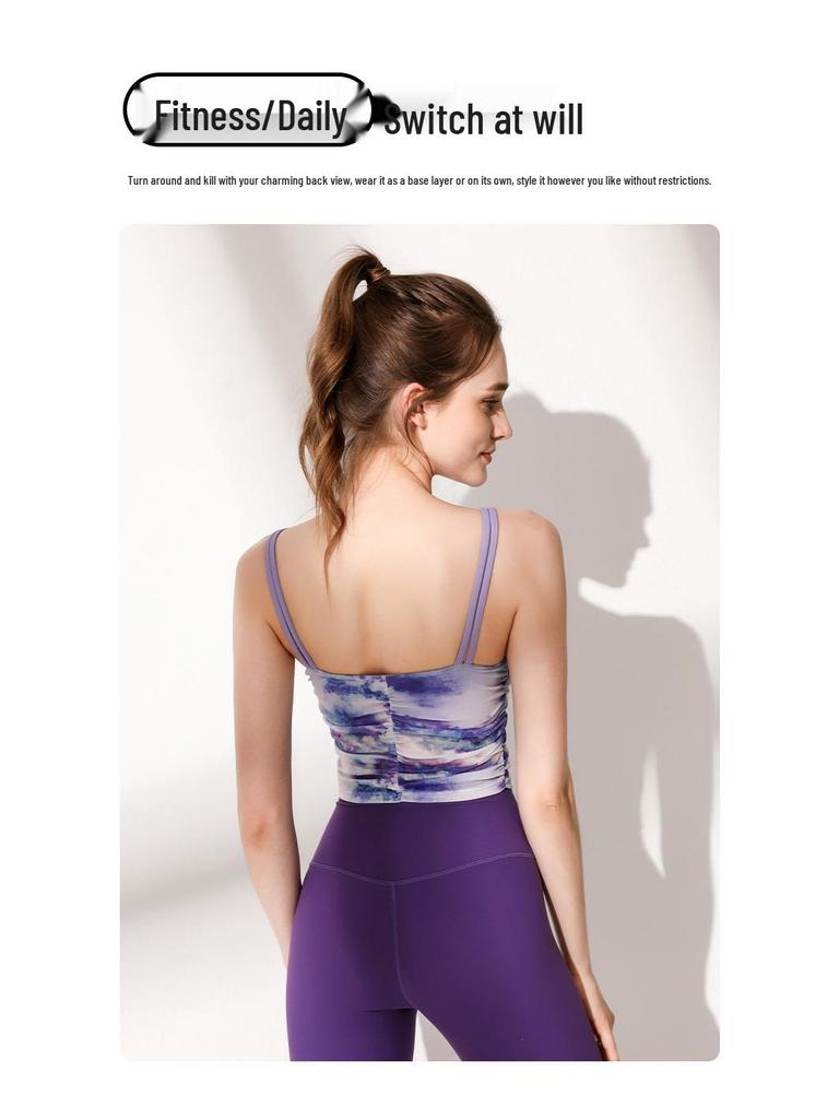 Damen Sommer Stoßdämpfend Outdoor Sport Yoga Print Ärmellose Fitness Weste