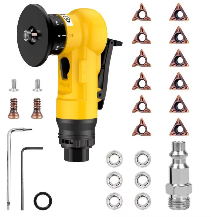 Handheld Pneumatic Deburring & Chamfering Machine for 45° & R Angles in Metal & Wood.