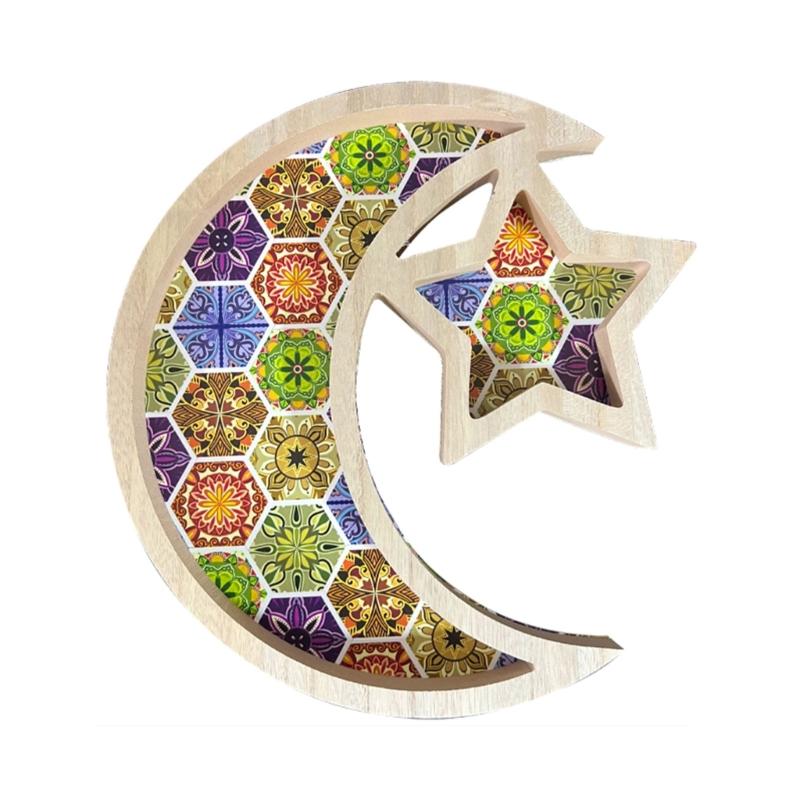 Stylish Wood Dessert Tray with Moon and Star Shape Delicate Dessert Container Natural Wood Sweets Storage Containers
