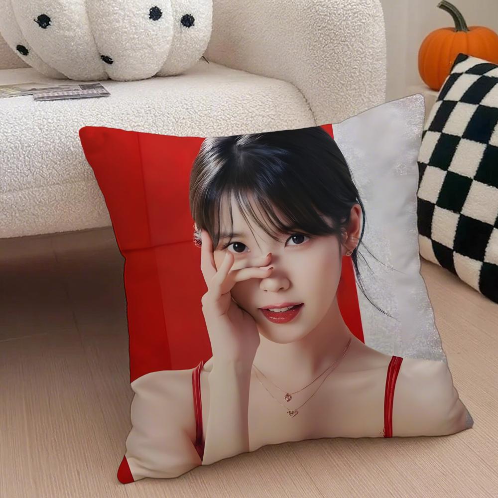 Sweet Korean Singer Beautiful Actress IIU Cushion Cover Throw Pillow Cover Hidden Button Durable Polyester Chair Cushion