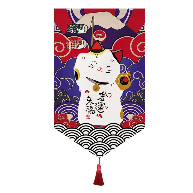 Japanese Short Curtain Doorway Noren Sushi Shop Triangle Flag Kitchen Home Decor Drapes Ramen Restaurant Hanging Half-Curtain