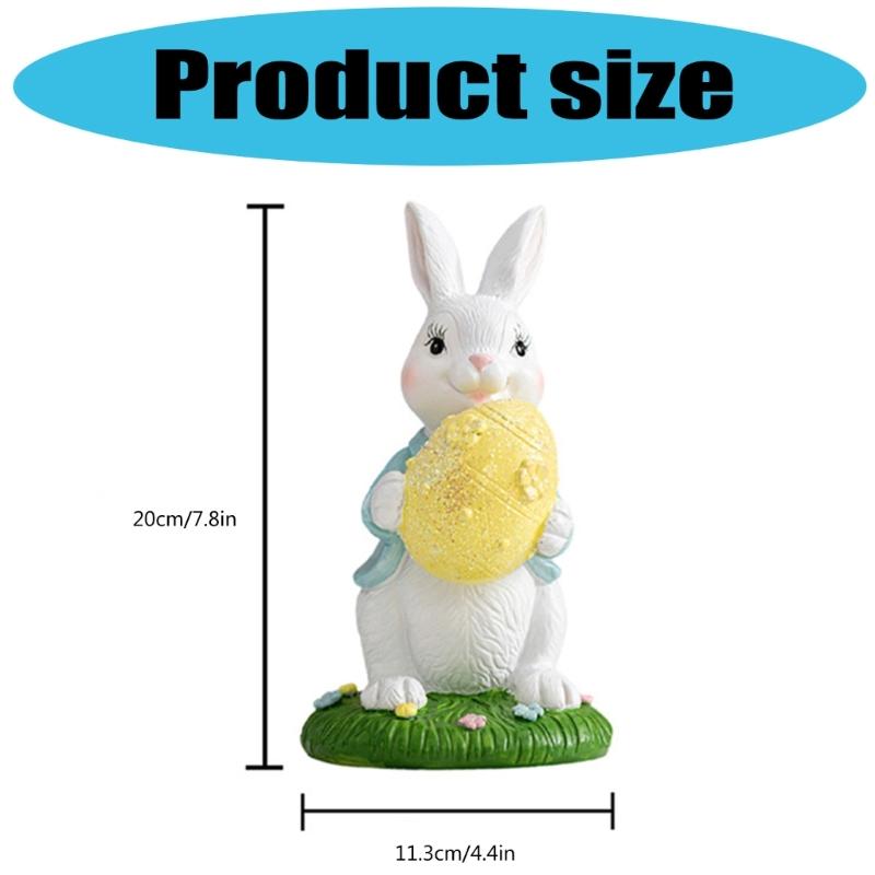 Handcrafts Resins Easters Bunnies Holding Eggs Decoration Cute Rabbit Figurine with Lawn Base for Home and Office Decors
