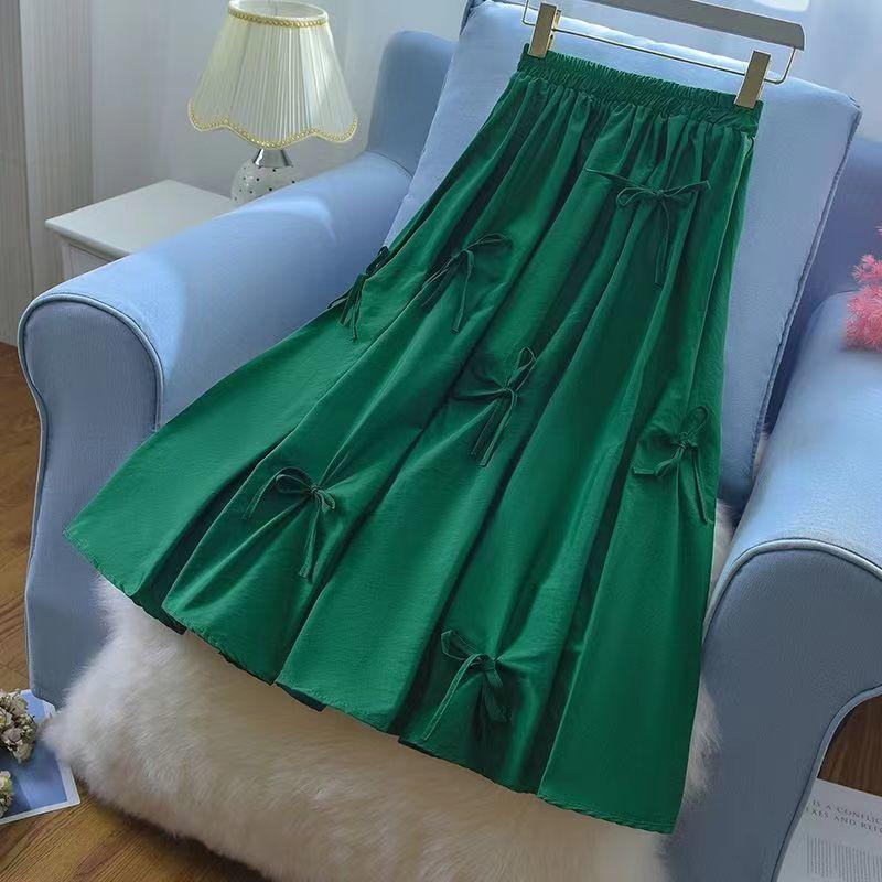 

Прикрывая бедра, чтобы подчеркнуть вес, юбка-полусолнце женская летняя юбка-полусолнце с бантом, юбка-зонтик средней длины с высокой талией XL