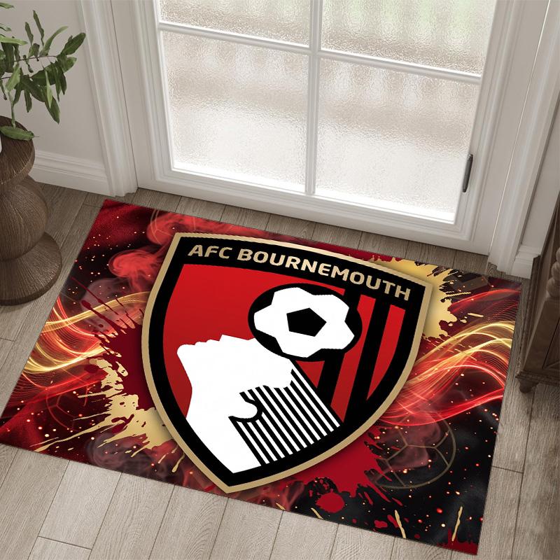 Bournemouth Football Design Crystal Velvet Carpet Cozy Non?Slip Printed Rug For Bedroom Living Room Entrance