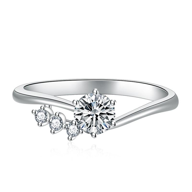 Lindon Classic Copper Alloy Zircon Ring Ladies Jewelry Wedding Promise Party Gift