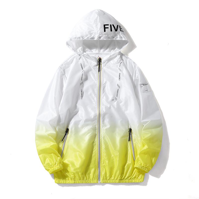 Men s Summer Gradient Quick-Dry Hooded Sun Protection Jacket for Outdoor Sports M