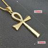 Egypt Iced Out Bling Ankh Cross Pendant Necklace Women Men Key of Life Gold Color Stainless Steel Rhinestones Egyptian Jewelry